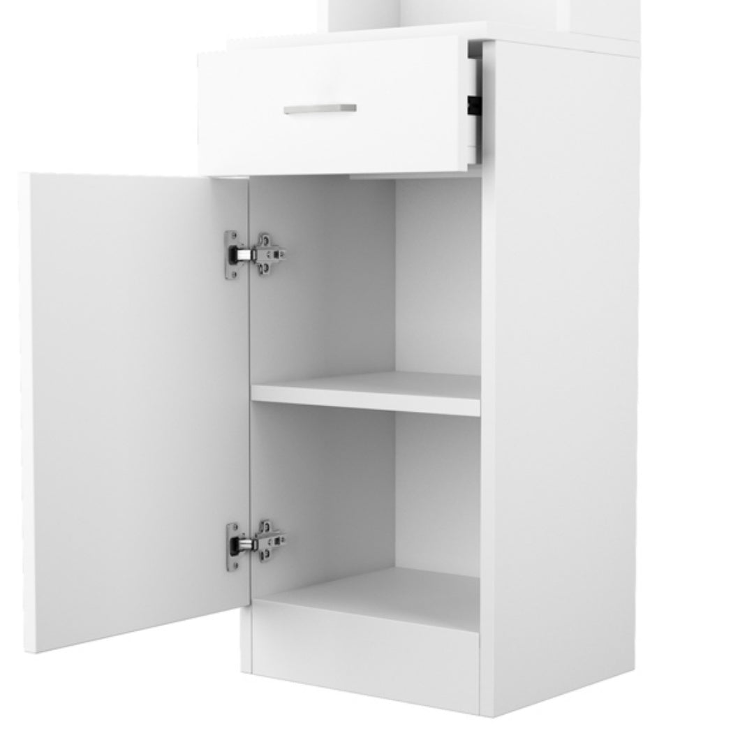 5-Compartment Barber Storage Cabinet – White MDF