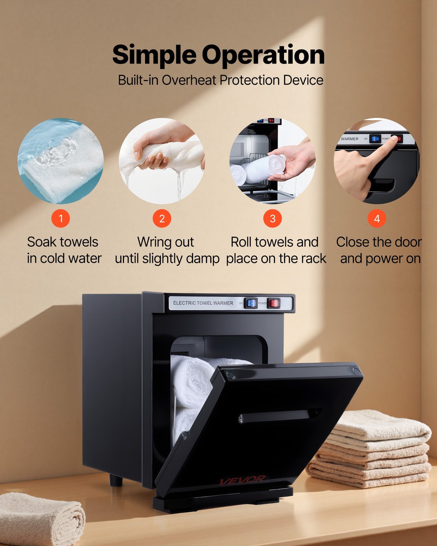 Hot Towel Warmer, 1.1 Gal Small Towel Warmer Cabinet With Clip & Stainless Steel Rack, Holds Up 8-12 Towels, Portable All-Round Heating Cabinet For Spa, Barber, Manicures, Massage, Salon, Black