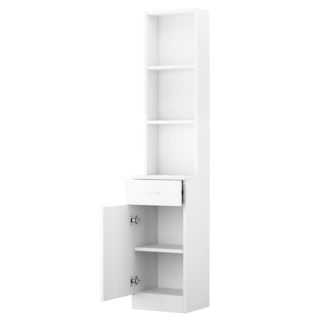 5-Compartment Barber Storage Cabinet – White MDF