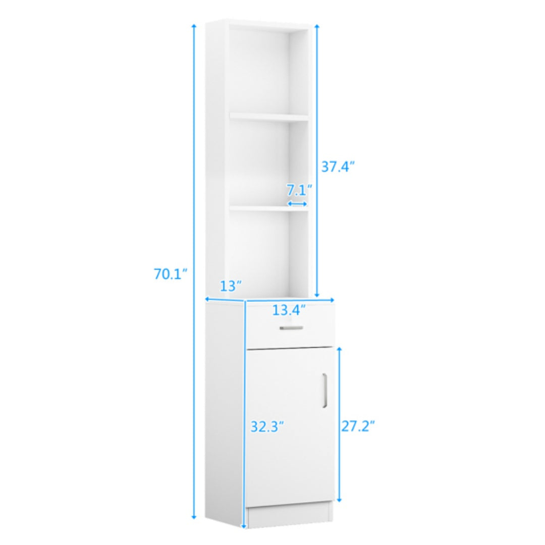 5-Compartment Barber Storage Cabinet – White MDF