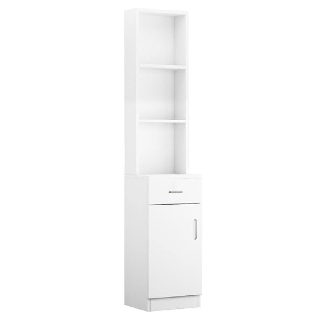 5-Compartment Barber Storage Cabinet – White MDF